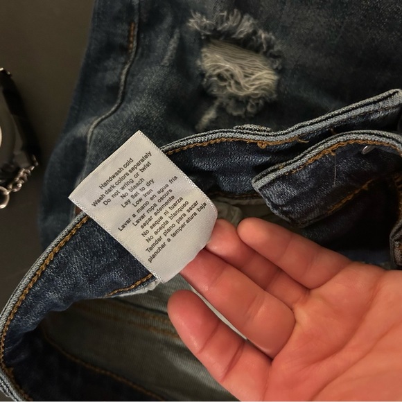 Judy Blue Distressed Straight Leg 7/28 Distressed Jeans Casual  Denim Indigo - Picture 6 of 12